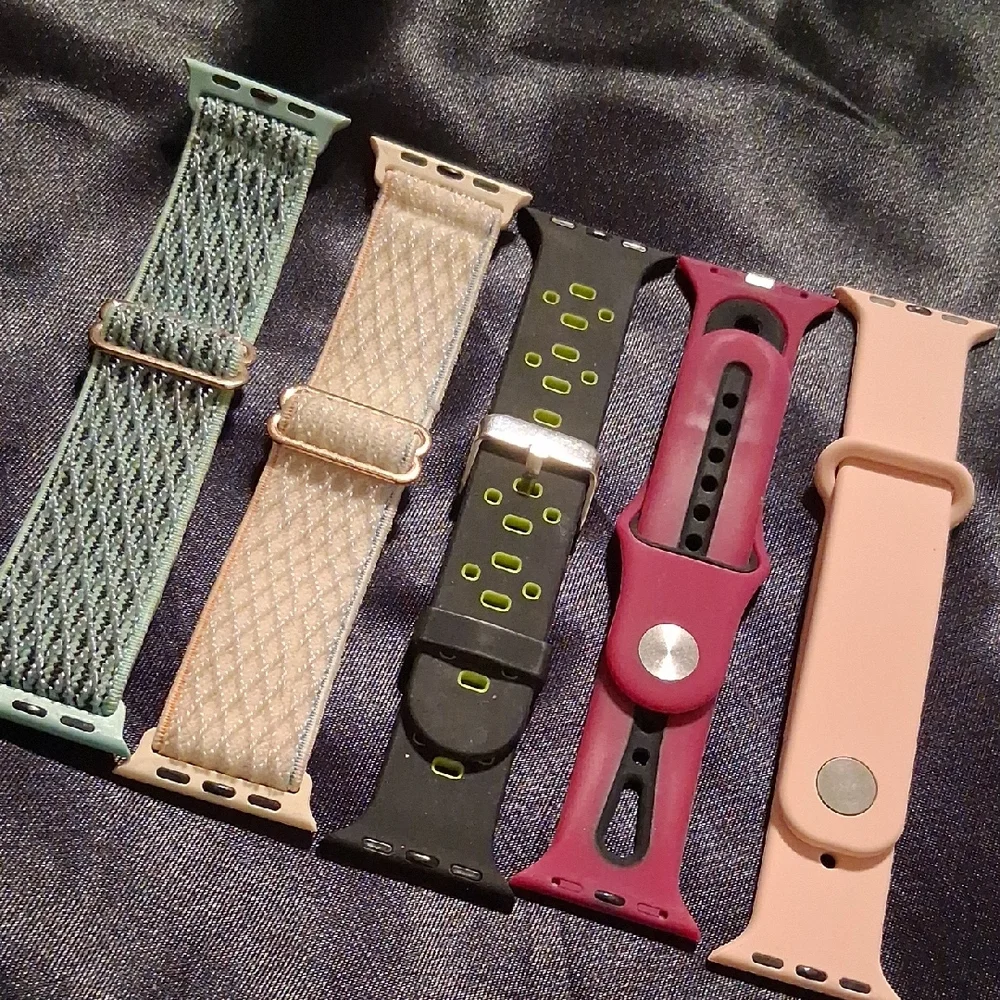 Smart Watch Bands Assorted Wearable Bands Set - Black, Pink, Green, Gray